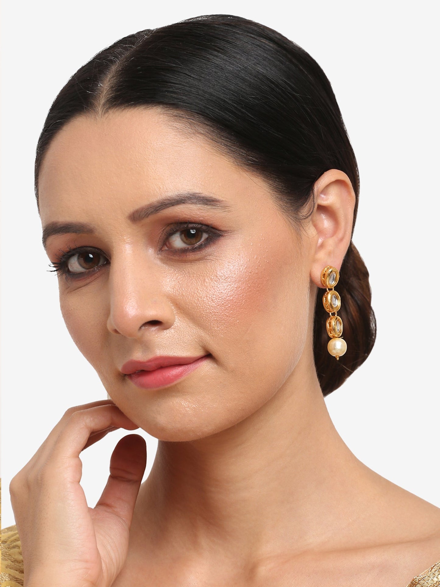 Gold-Toned Contemporary Ear Cuff Earrings - Ruby Raang - Swadesiicart