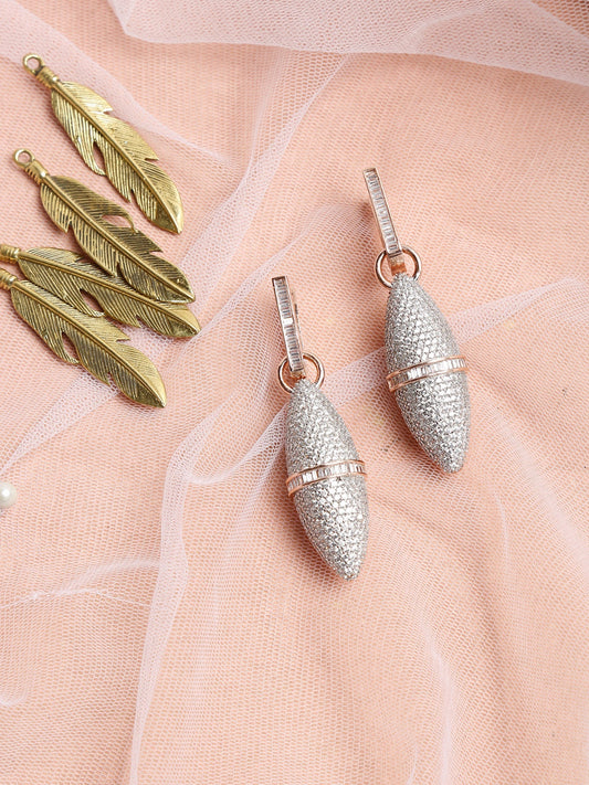 Rose Gold-Polished Silver-Toned Contemporary Drop Earrings - Ruby Raang | Swadesiicart