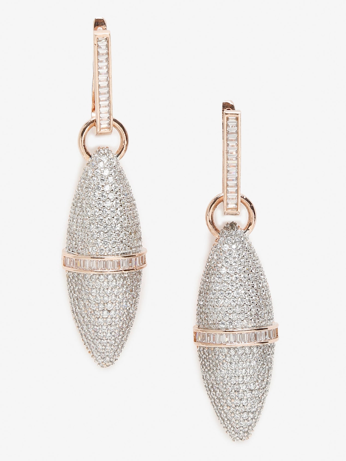 Rose Gold-Polished Silver-Toned Contemporary Drop Earrings - Ruby Raang | Swadesiicart
