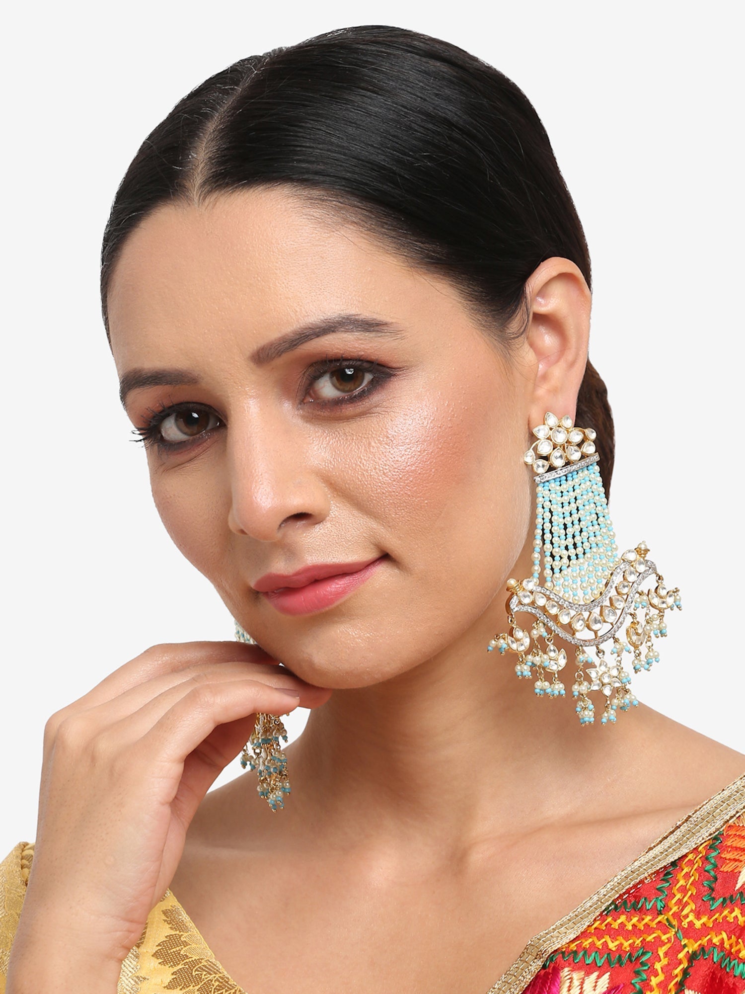 Blue Contemporary Drop Earrings - Ruby Raang | Swadesiicart