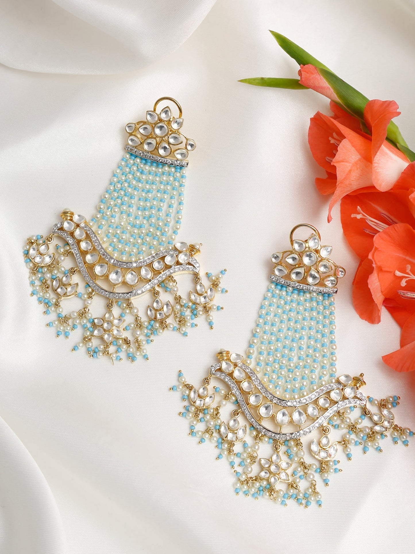 Blue Contemporary Drop Earrings - Ruby Raang | Swadesiicart