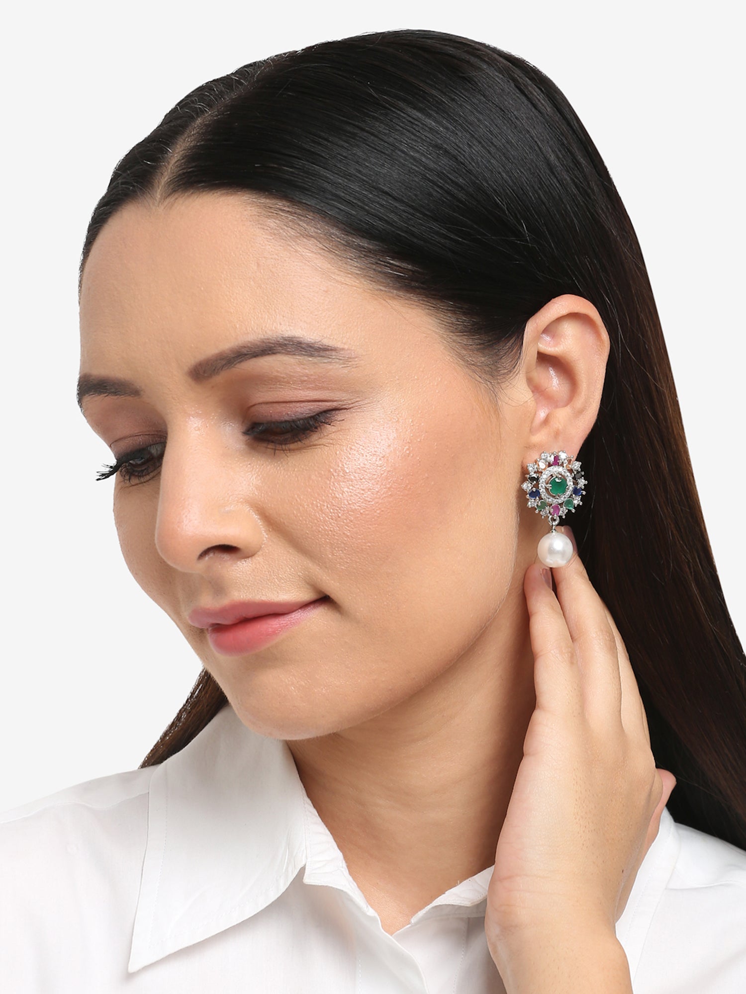 Multicoloured Floral Drop Earrings - Ruby Raang | Swadesiicart