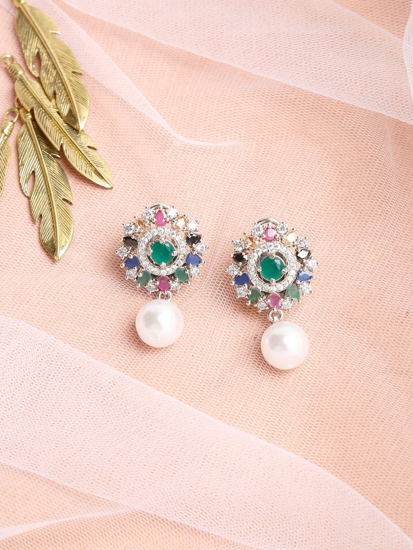 Multicoloured Floral Drop Earrings - Ruby Raang | Swadesiicart