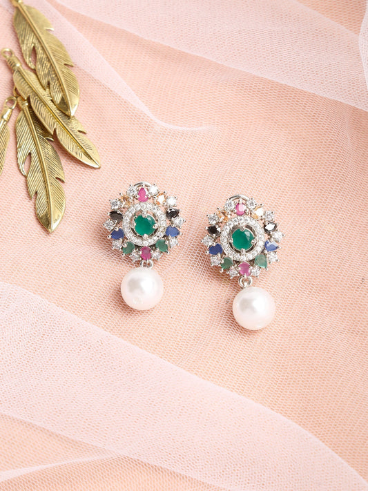 Multicoloured Floral Drop Earrings - Ruby Raang | Swadesiicart