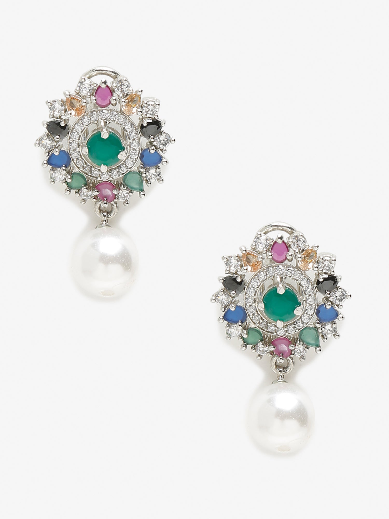 Multicoloured Floral Drop Earrings - Ruby Raang | Swadesiicart
