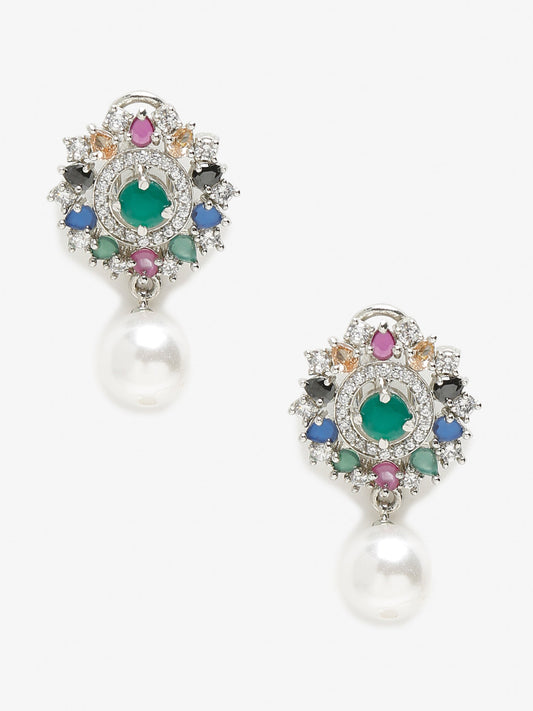 Multicoloured Floral Drop Earrings - Ruby Raang | Swadesiicart