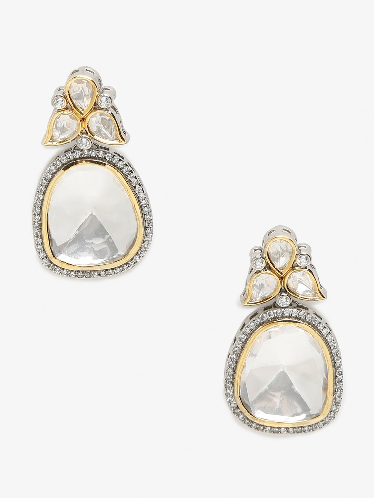 Silver-Toned Contemporary Studs Earrings - Ruby Raang - Swadesiicart