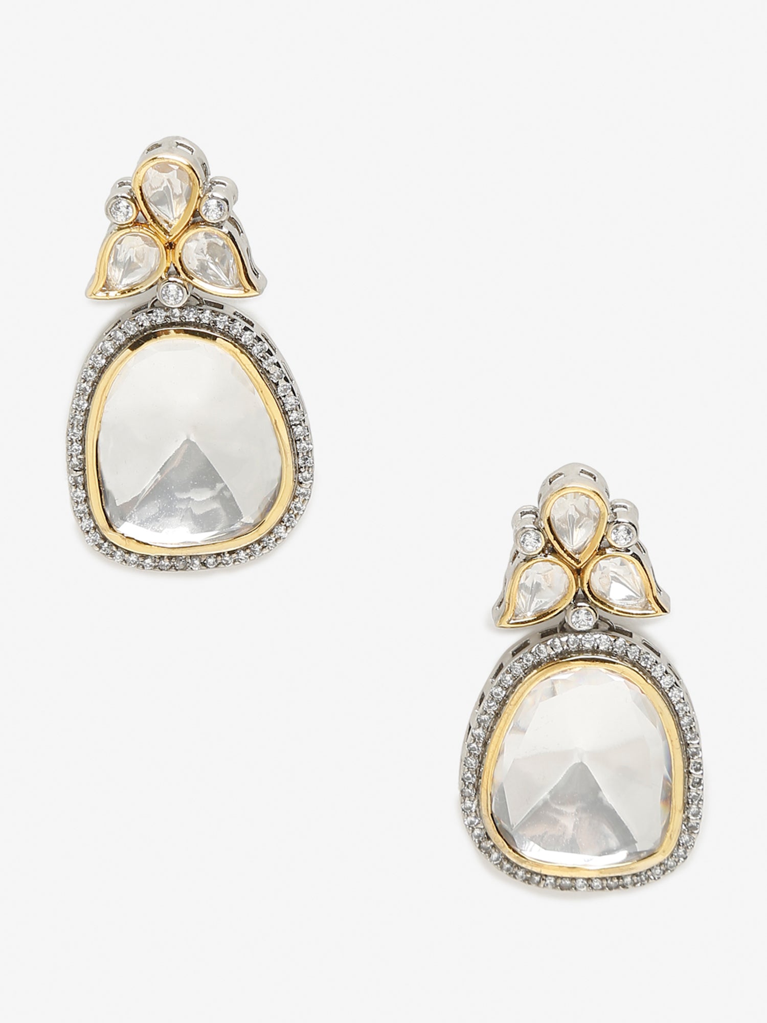 Silver-Toned Contemporary Studs Earrings - Ruby Raang - Swadesiicart