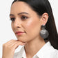 Silver-Toned Circular Drop Earrings - Ruby Raang | Swadesiicart