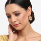 Gold-Toned White Teardrop Shaped Drop Earrings - Ruby Raang | Swadesiicart