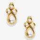Gold-Toned White Teardrop Shaped Drop Earrings - Ruby Raang | Swadesiicart