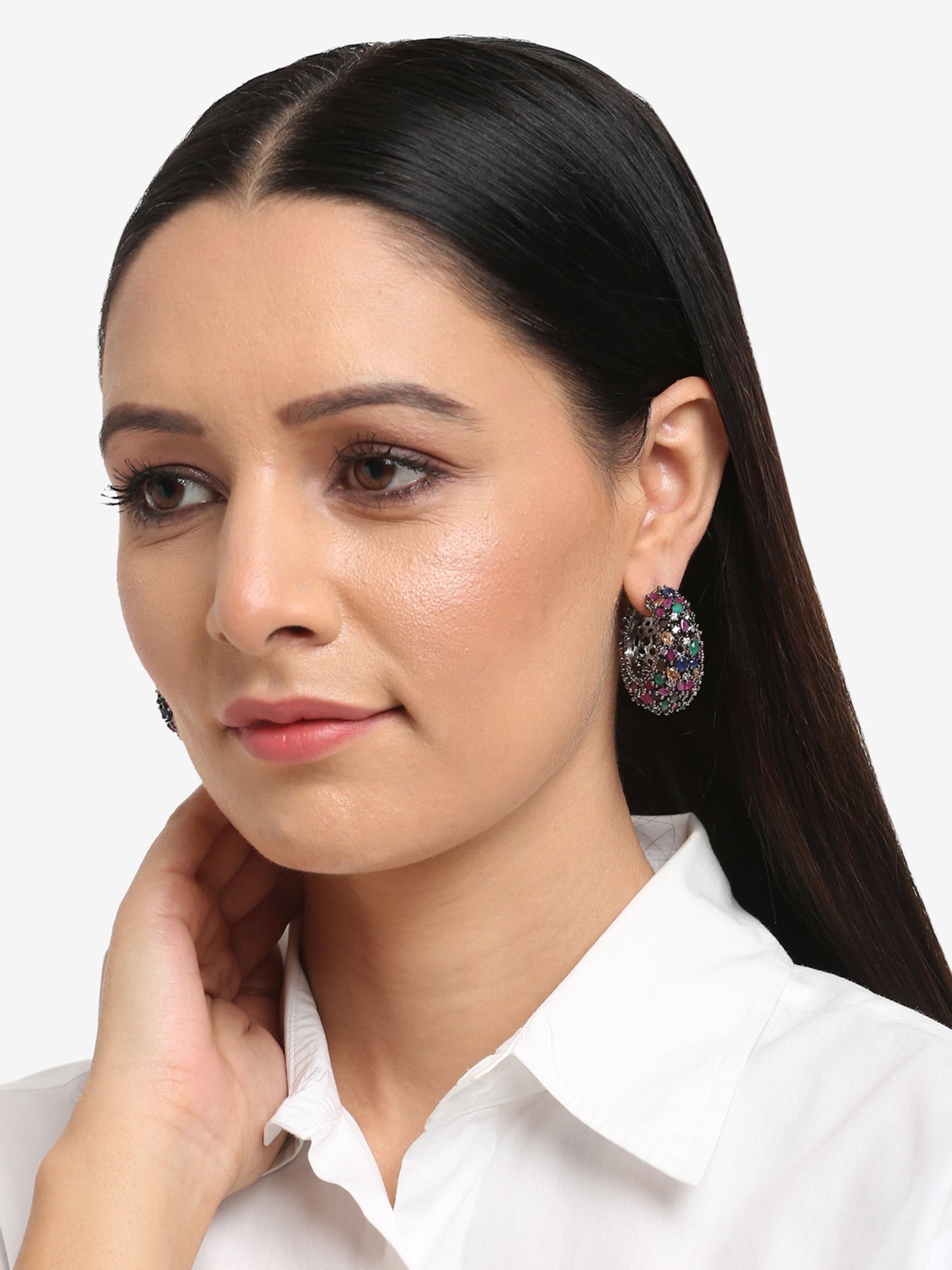 Multicoloured Contemporary Hoop Earrings - Ruby Raang - Swadesiicart