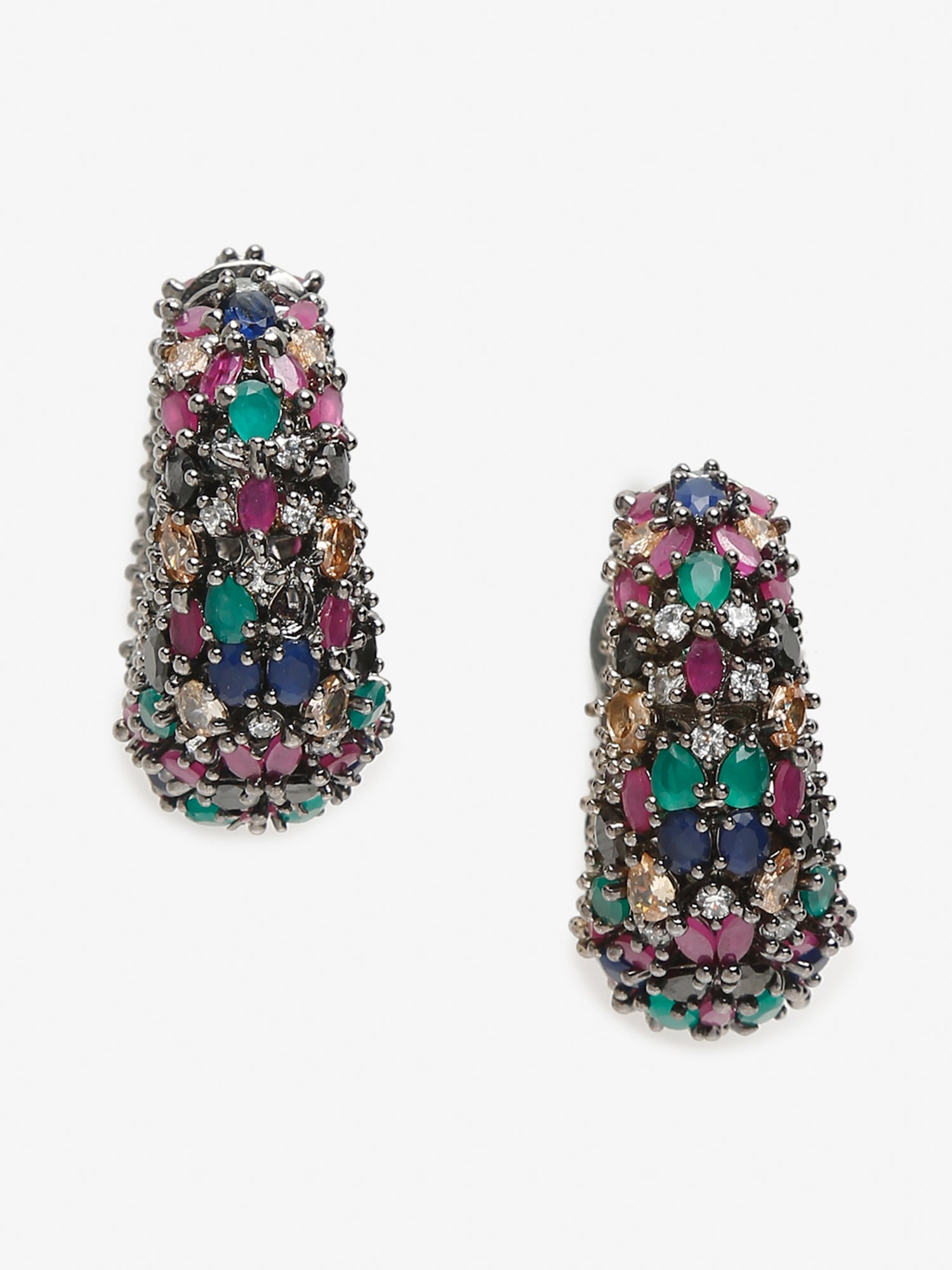 Multicoloured Contemporary Hoop Earrings - Ruby Raang - Swadesiicart