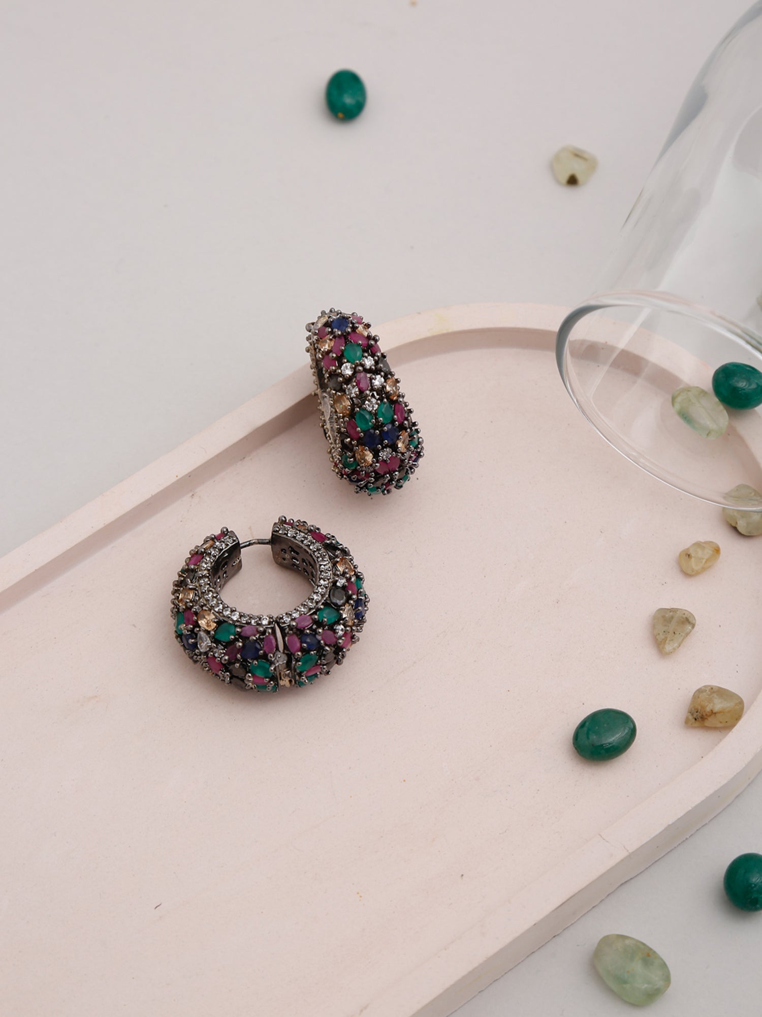 Multicoloured Contemporary Hoop Earrings - Ruby Raang - Ruby Raang Studio