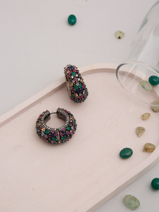 Multicoloured Contemporary Hoop Earrings - Ruby Raang - Ruby Raang Studio