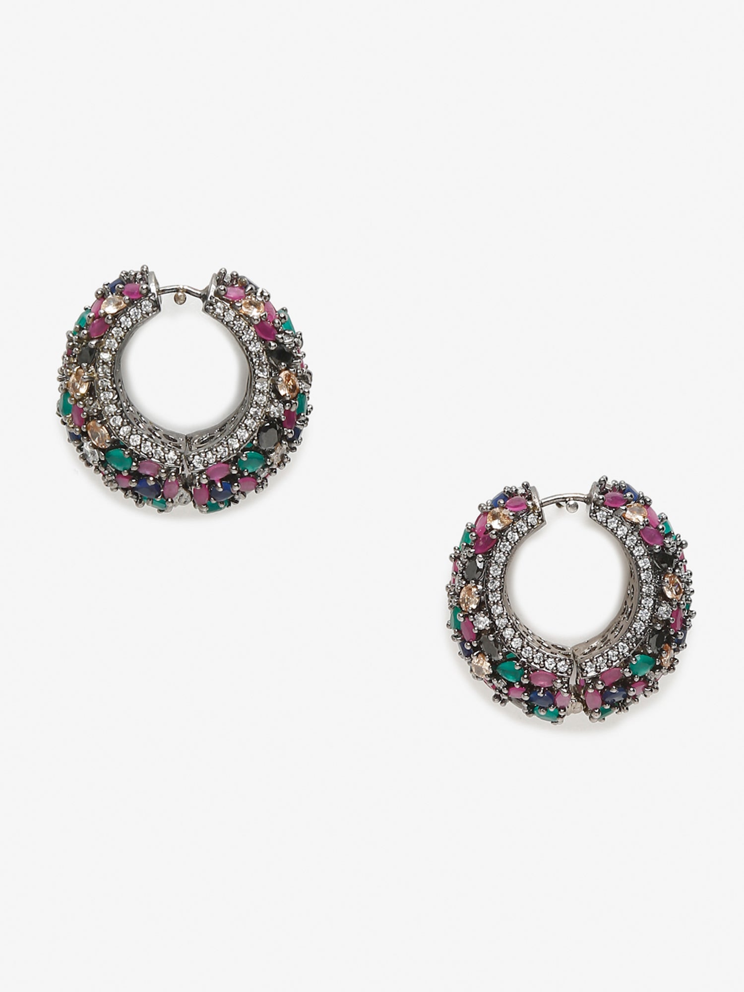 Multicoloured Contemporary Hoop Earrings - Ruby Raang - Swadesiicart