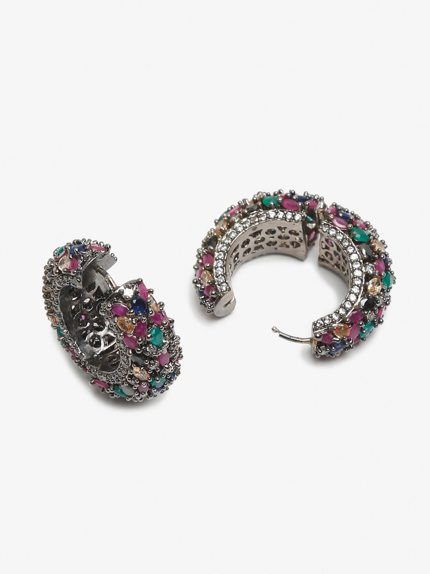 Multicoloured Contemporary Hoop Earrings - Ruby Raang - Swadesiicart
