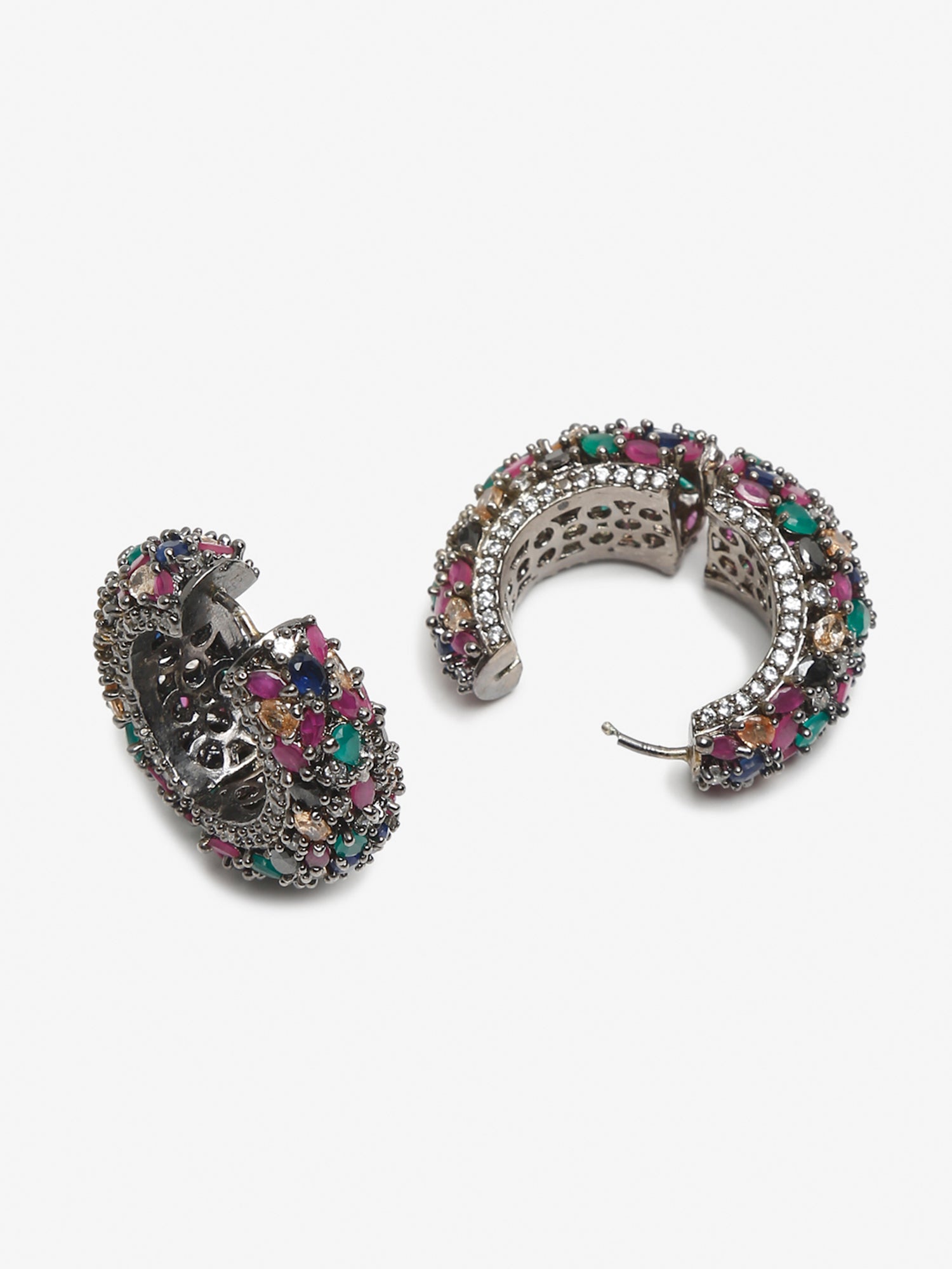 Multicoloured Contemporary Hoop Earrings - Ruby Raang - Swadesiicart