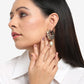 Silver-Toned White Circular Hoop Earrings - Ruby Raang | Swadesiicart