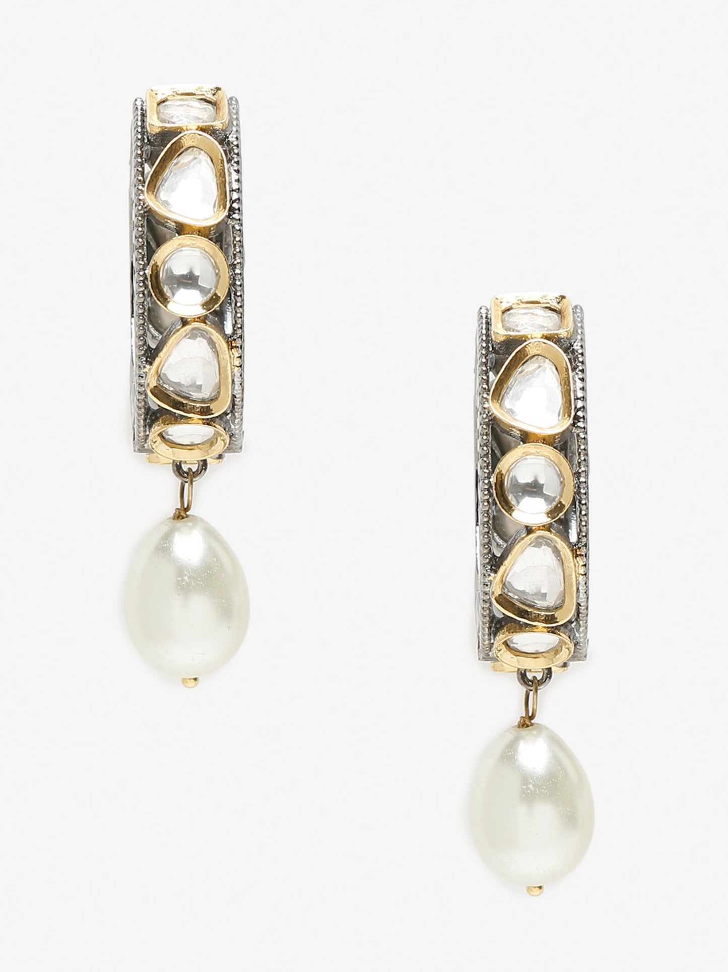 Silver-Toned White Circular Hoop Earrings - Ruby Raang | Swadesiicart