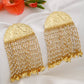 Gold-Toned White Contemporary Jhumkas Earrings - Ruby Raang | Swadesiicart