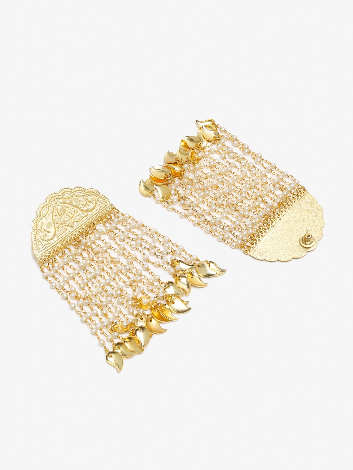 Gold-Toned White Contemporary Jhumkas Earrings - Ruby Raang | Swadesiicart