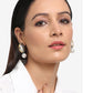 White Kundan Studded Drop Earrings - Ruby Raang | Swadesiicart