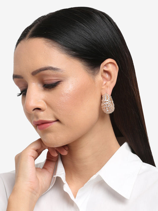 Rose Gold Contemporary Hoop Earrings - Ruby Raang | Swadesiicart