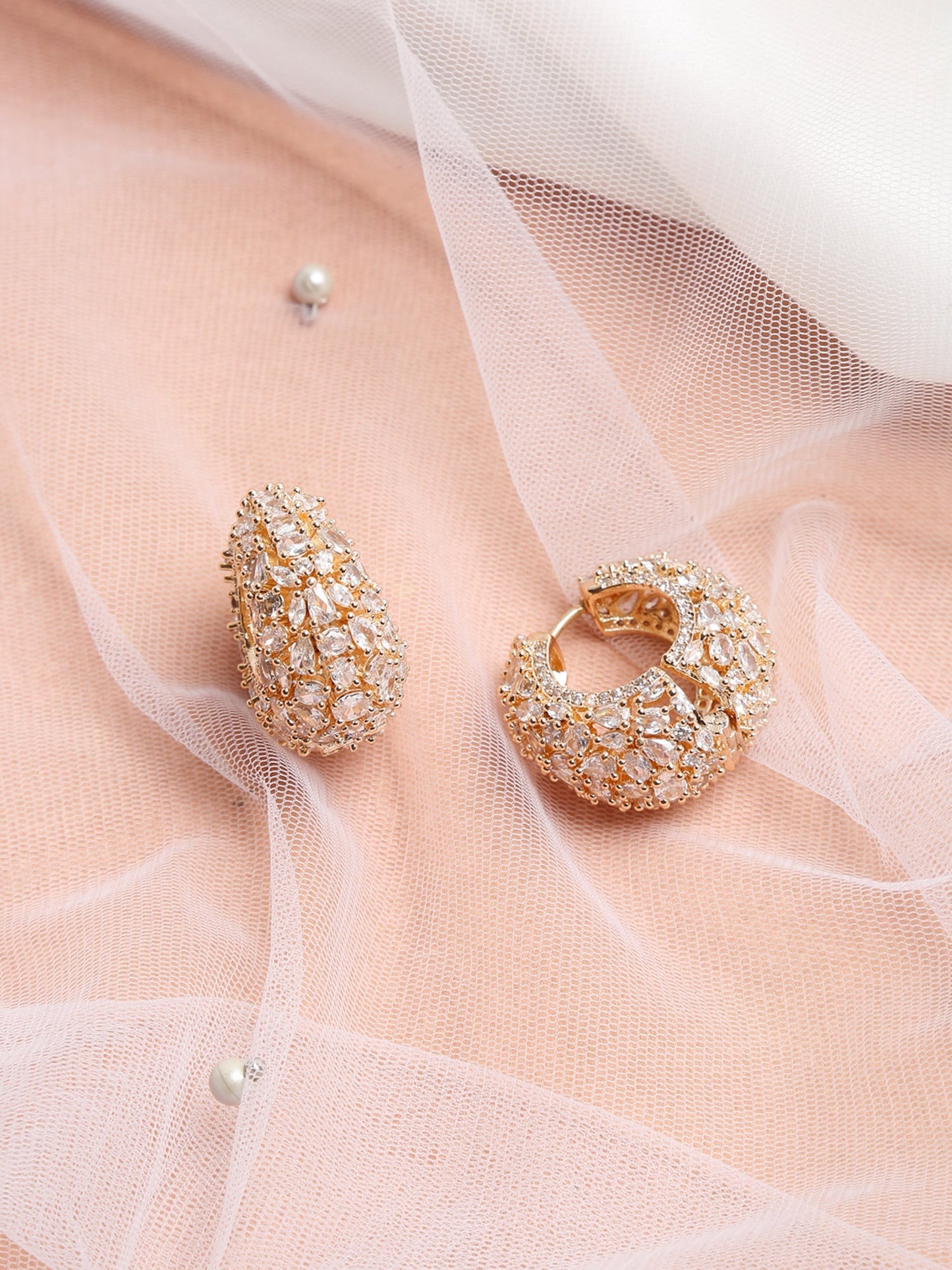 Rose Gold Contemporary Hoop Earrings - Ruby Raang | Swadesiicart