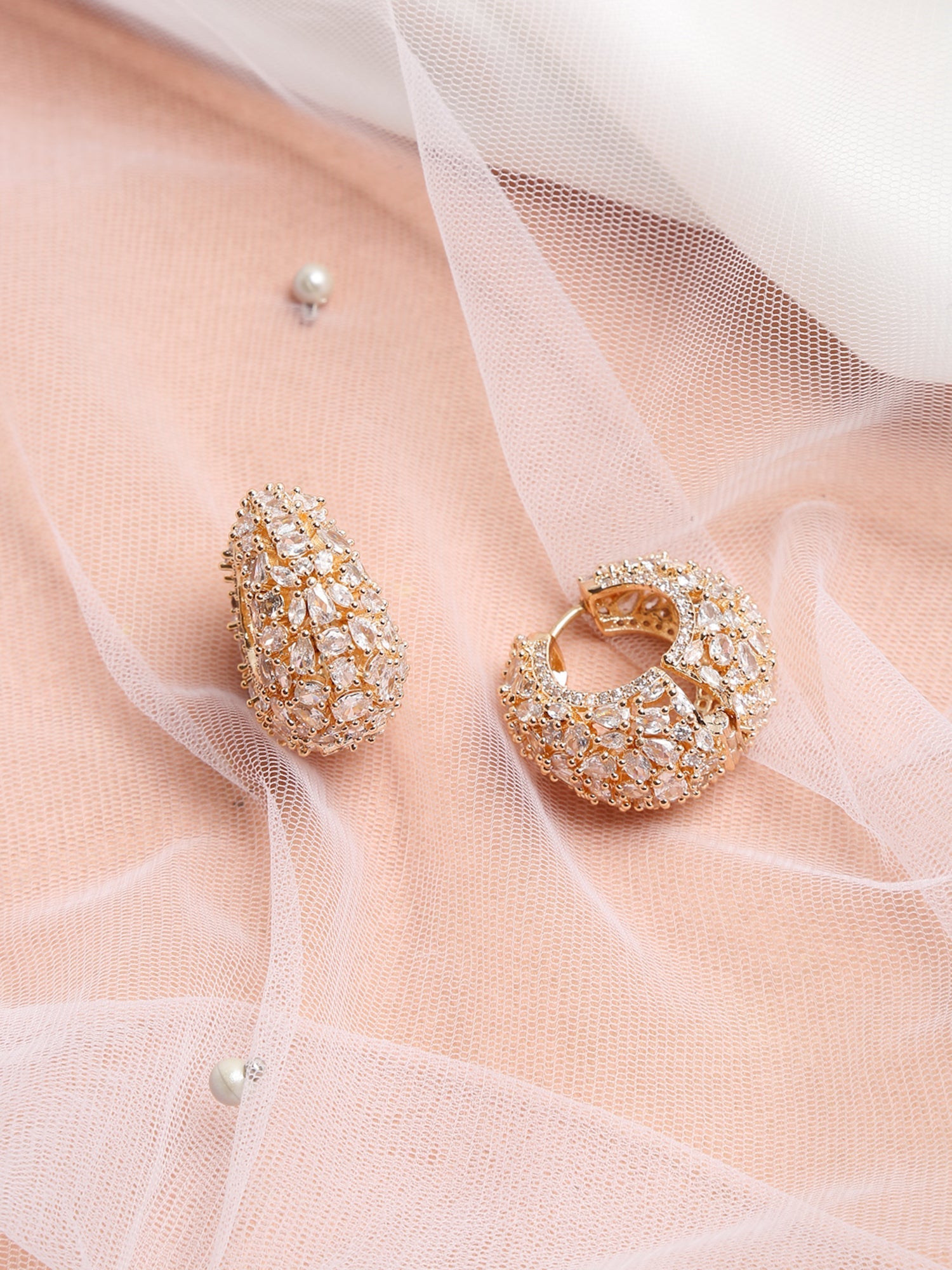 Rose Gold Contemporary Hoop Earrings - Ruby Raang | Swadesiicart