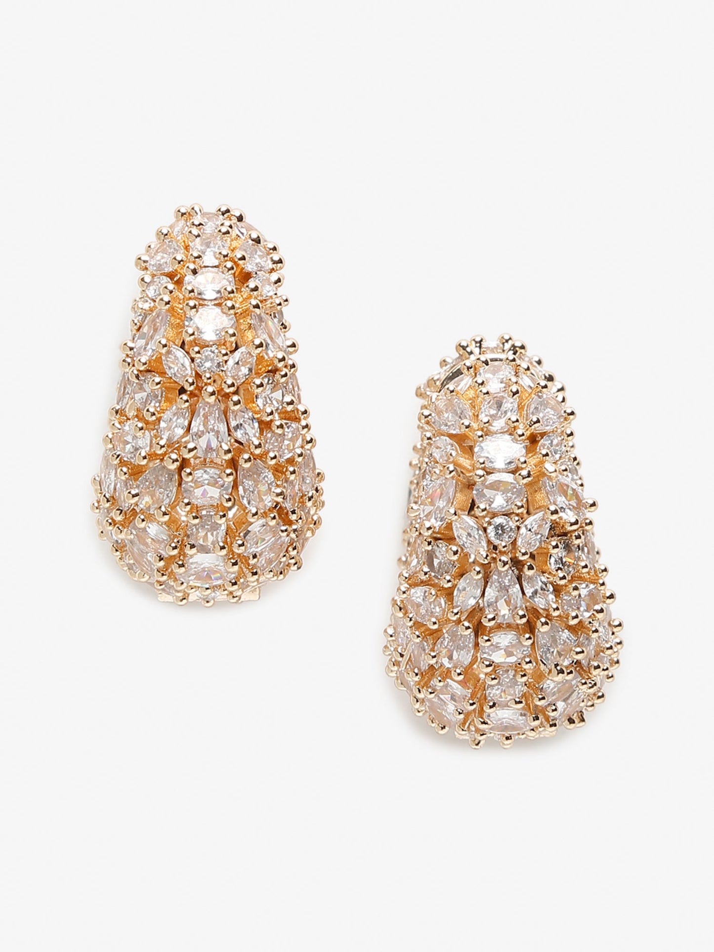 Rose Gold Contemporary Hoop Earrings - Ruby Raang | Swadesiicart