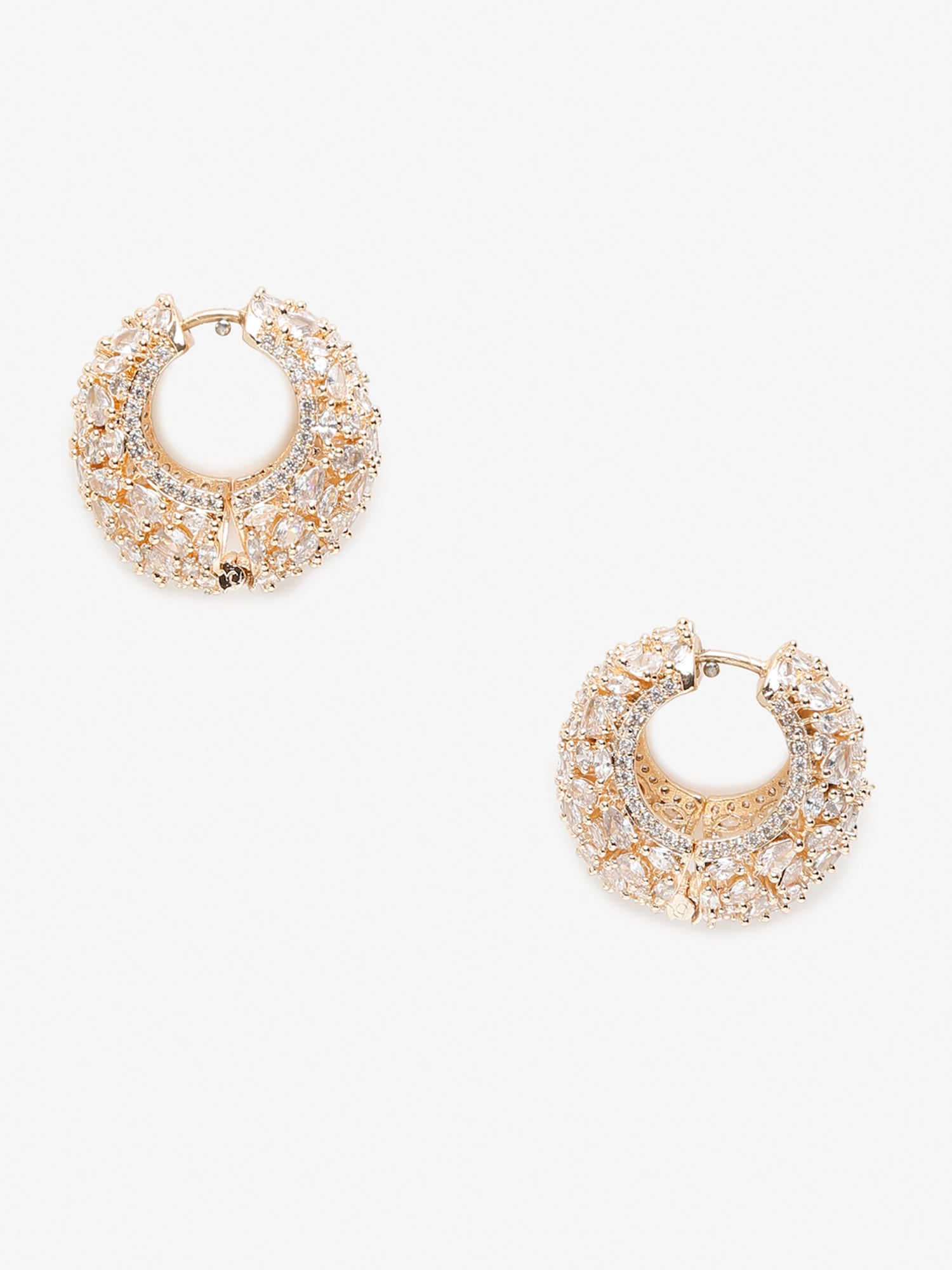 Rose Gold Contemporary Hoop Earrings - Ruby Raang | Swadesiicart