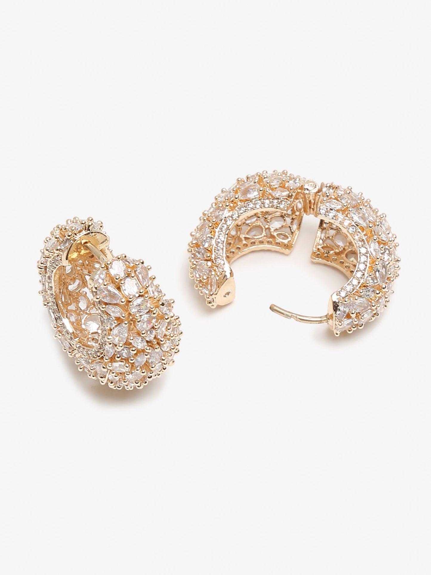 Rose Gold Contemporary Hoop Earrings - Ruby Raang | Swadesiicart
