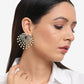 White Contemporary Drop Earrings - Ruby Raang - Swadesiicart