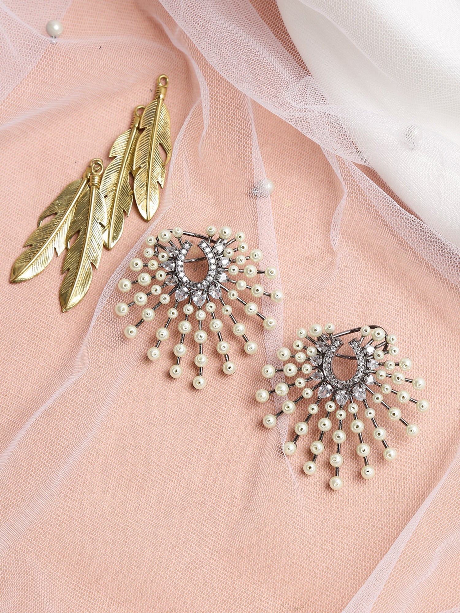 White Contemporary Drop Earrings - Ruby Raang - Ruby Raang Studio