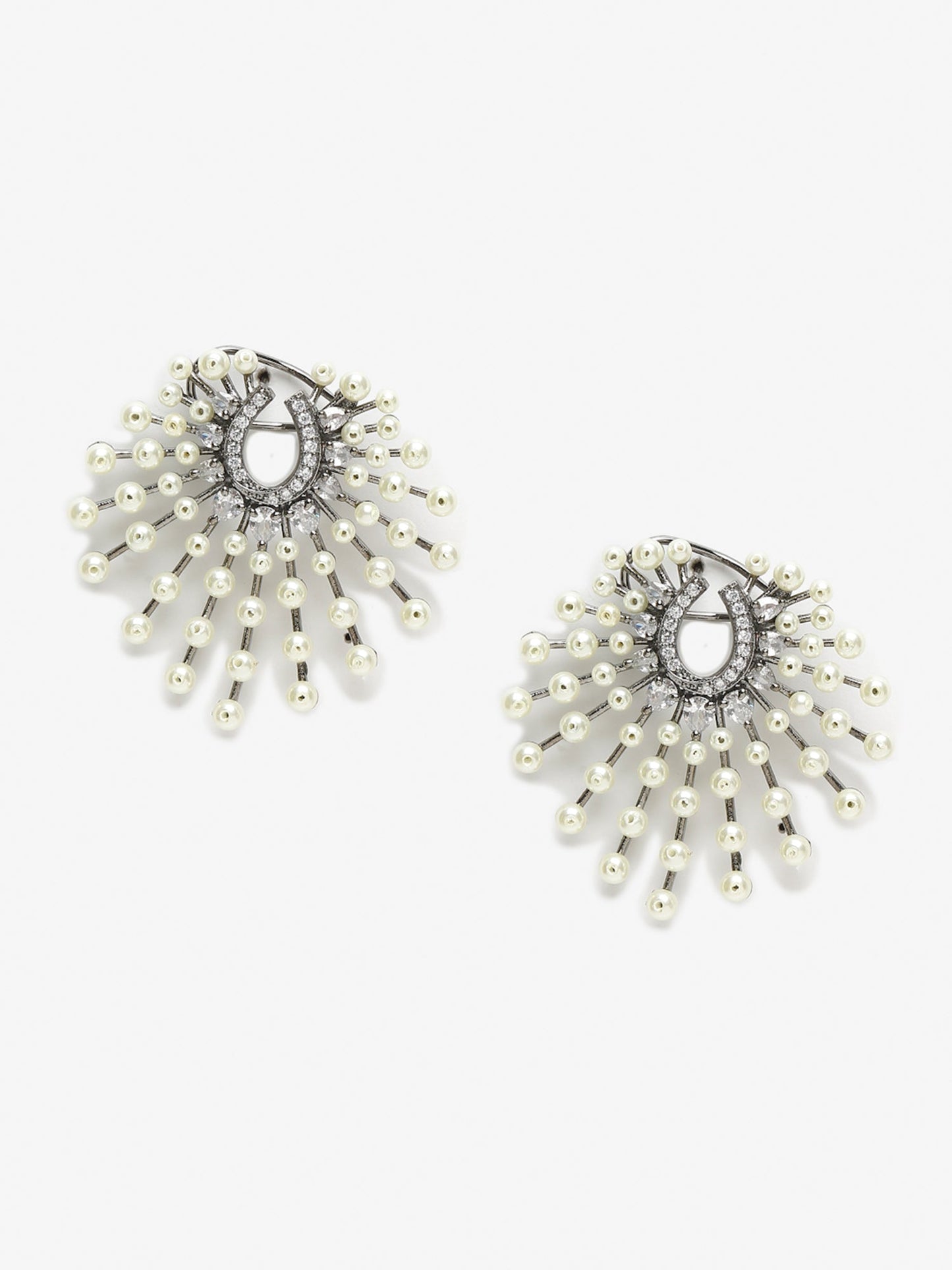 White Contemporary Drop Earrings - Ruby Raang - Swadesiicart