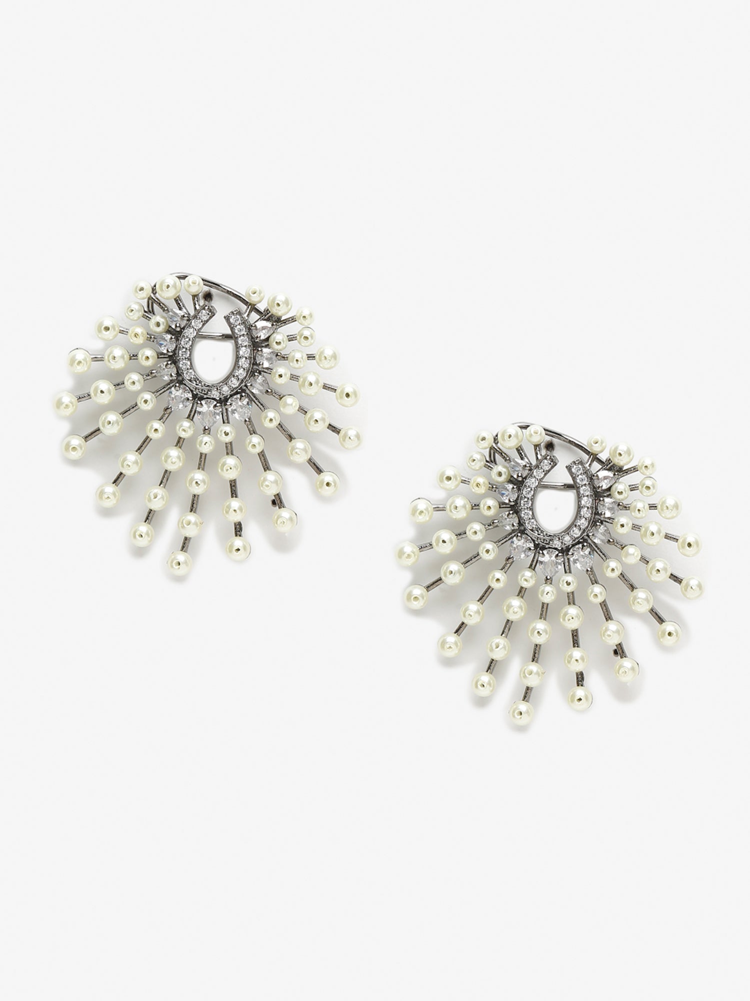 White Contemporary Drop Earrings - Ruby Raang - Swadesiicart