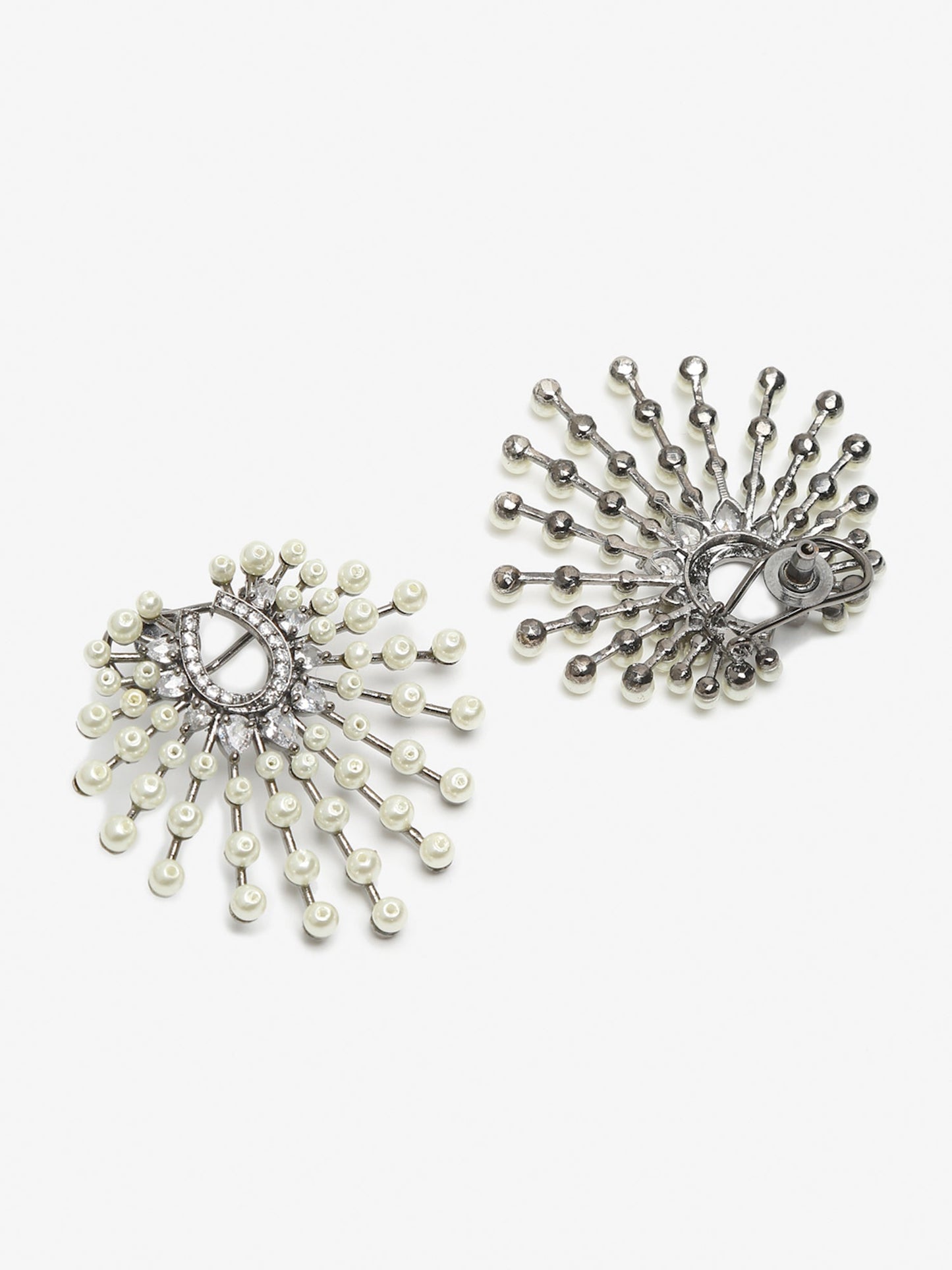 White Contemporary Drop Earrings - Ruby Raang - Swadesiicart