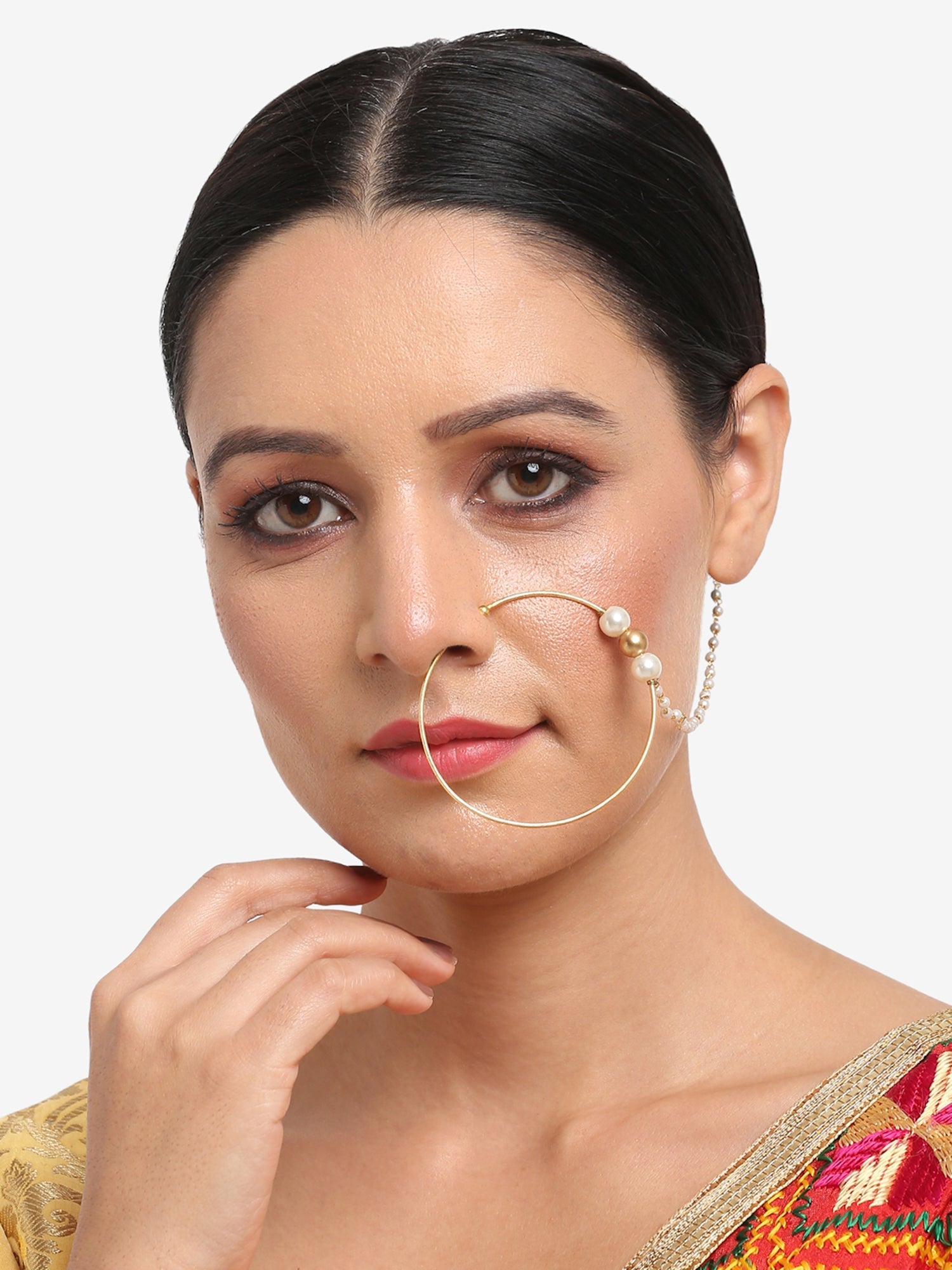 Women's Pearl Nose Ring - Ruby Raang | Swadesiicart
