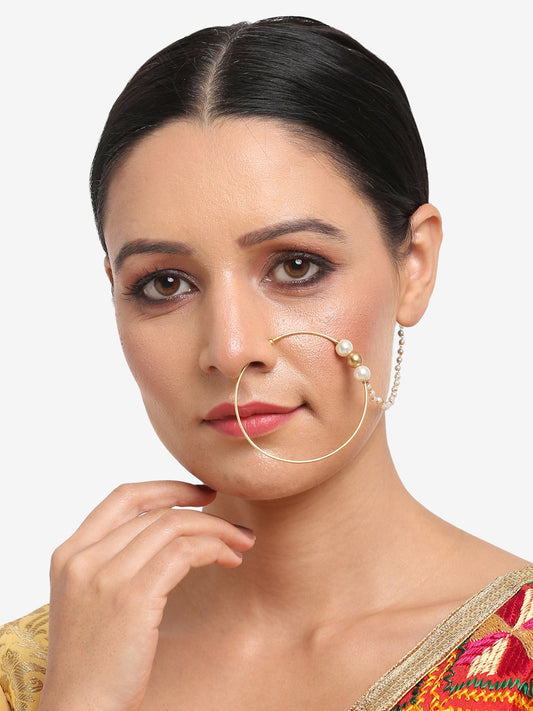 Women's Pearl Nose Ring - Ruby Raang | Swadesiicart