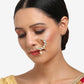 Gold-Polished White Kundan Studded Pearl Beaded Nose Pin - Ruby Raang | Swadesiicart