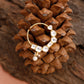 Gold-Polished White Kundan Studded Pearl Beaded Nose Pin - Ruby Raang | Swadesiicart