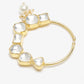 Gold-Polished White Kundan Studded Pearl Beaded Nose Pin - Ruby Raang | Swadesiicart