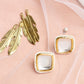 White Artificial Stone Beads Studded Contemporary Studs Earrings - Ruby Raang - Ruby Raang Studio