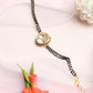 Women's Black Gold-Polished Charm Kundan Studded Mangalsutra Bracelet - Ruby Raang - Ruby Raang Studio