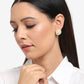 White Gold-Toned Pearl Circular Stud Earrings - Ruby Raang | Swadesiicart