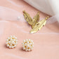 White Gold-Toned Pearl Circular Stud Earrings - Ruby Raang | Swadesiicart