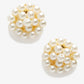 White Gold-Toned Pearl Circular Stud Earrings - Ruby Raang | Swadesiicart