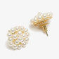 White Gold-Toned Pearl Circular Stud Earrings - Ruby Raang | Swadesiicart