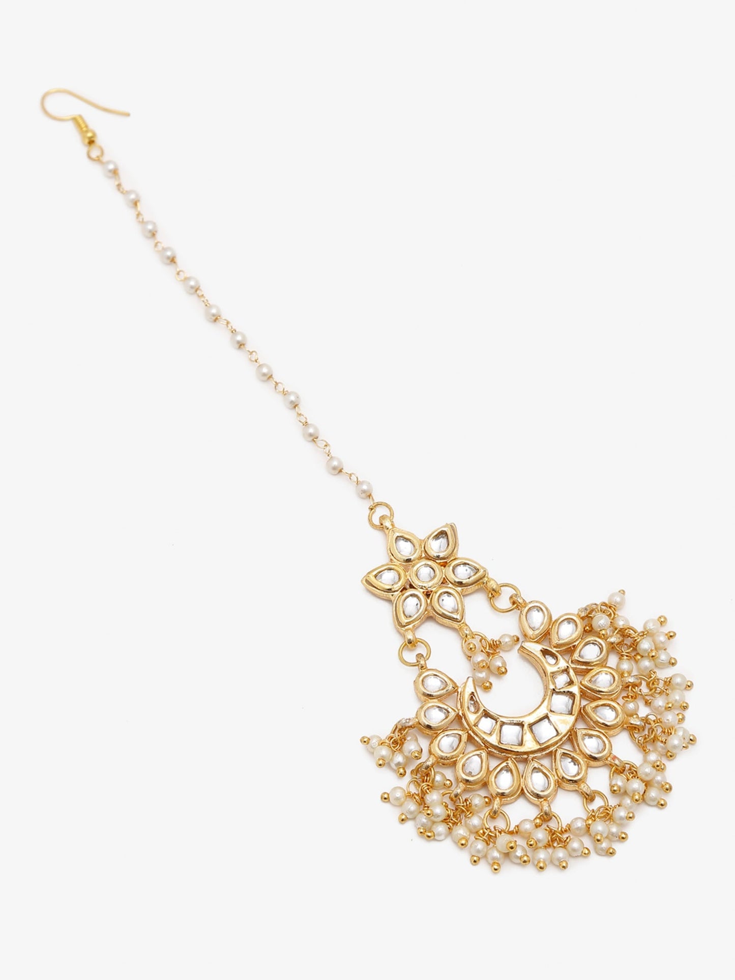 Gold-Polished Kundan Maang Tikka - Ruby Raang | Swadesiicart